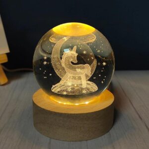 Unicorn Tasarımlı Işıklı Cam Küre Cap 6 Cm Kod 54
