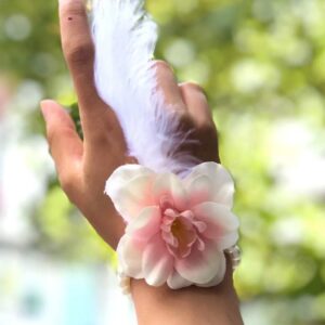 Bride to be Gelin Bilekliği Tüy ve İnci Boncuk Somon Renkli Bekarlığa Veda Partisi Bilekliği 10 Adet
