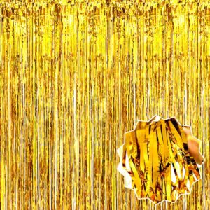 Altın Gold Renk Ekstra Metalize Parlak Saçaklı Arka Fon Perde İthal 1x2 Metre
