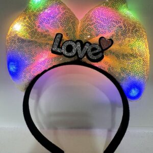 LED Işıklı Love Yazılı Sarı Fiyonk Taç – Kız Çocuk Parti Tacı