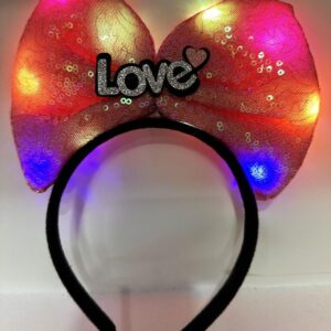 LED Işıklı Love Yazılı Fuşya Fiyonk Taç – Kız Çocuk Parti Tacı