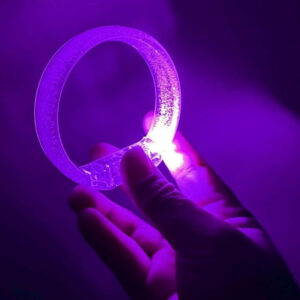 Mor Led Işıklı Baskı Yapılabilen Pilli Bileklik Bilezik 1,5 cm Genişlik