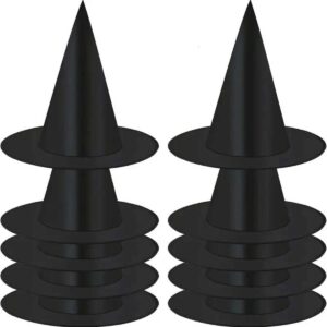8 Adet Siyah Cadı Şapkası – Yetişkin ve Çocuk Kostüm Aksesuarı Polyester