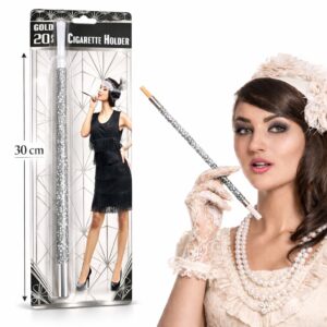 30 cm Gümüş Payetli Tutacağı – 1920’ler Gatsby Parti Aksesuarı