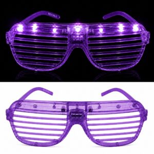 LED Işıklı Panjur Parti Gözlüğü Mor Renk Shutter Gözlük