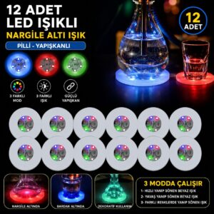 RGB LED Nargile Altı Işık 12’li Set