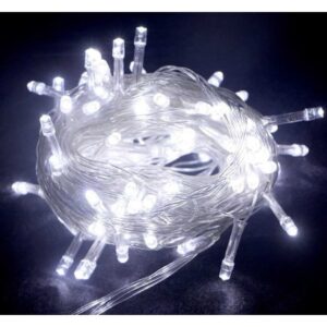 10 M 100 Led Boncuk Lamba Beyaz Işık Şeffaf Kablo MZ-18-11