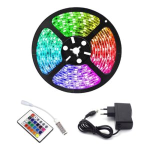 Rgb Şerit 5 Metre 16 Renkli Kumandalı Adaptörlü Çift Taraflı Bant