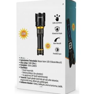 50W 1000 Lümen Yüksek Menzil Şarjlı El Feneri RT-453