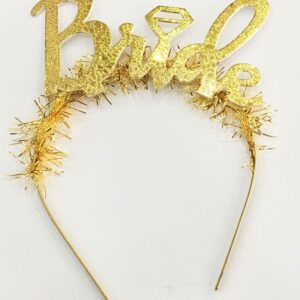 Altın Renk Bekarlığa Veda İtalik Yazı Alyanslı Bride Taç