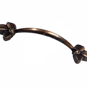 Dekoratif Zamak Yaprak Kulp - 96mm, Eskitme, 1 Adet