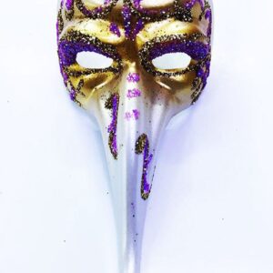 Fuşya Renk İşlemeli Seramik Malzemeden İmal Venedik Uzun Maske Magnet