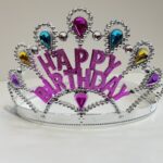 Gümüş Renk Happy Birthday Yazılı Doğum Günü Tacı 60 cm