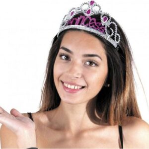 Gümüş Renk Prenses Yazılı Parti Tacı 60 cm