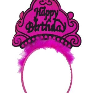 Happy Birthday Neon Fuşya Renk Doğum Günü Tacı 24x15 cm