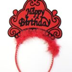Happy Birthday Neon Kırmızı Renk Doğum Günü Tacı 24x15 cm