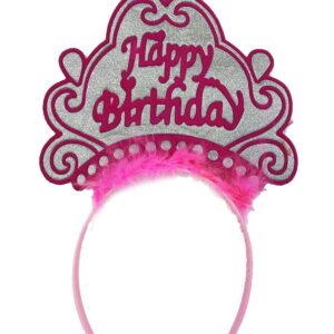 Happy Birthday Neon Pembe Renk Doğum Günü Tacı 24x15 cm