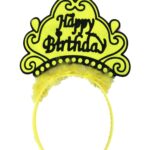 Happy Birthday Neon Sarı Renk Doğum Günü Tacı 24x15 cm