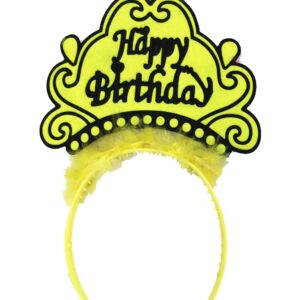 Happy Birthday Neon Sarı Renk Doğum Günü Tacı 24x15 cm