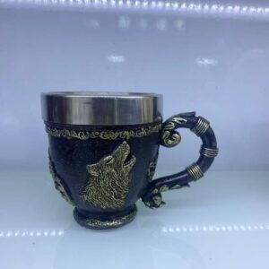 Kurt işlemeli Çelik Kupa Kod 6922