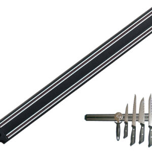 Mutfak Duvarına Monte Mıknatıslı Geniş Bıçak Tutucu Stand - 55 cm - Siyah - Paslanmaz Çelik