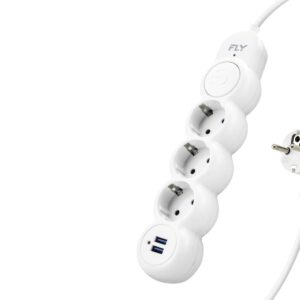 Termal Akım Korumalı Uzatma Kablosu 3 Priz + 2X Usb 2.1A Anahtarlı 2 M - Beyaz 3393-01