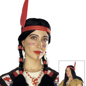 Tüylü Örgülü Hint Peruğu Kızılderili Peruğu