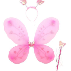 Toz Pembe Renk Kanadı Tacı ve Sopası 50x37 cm
