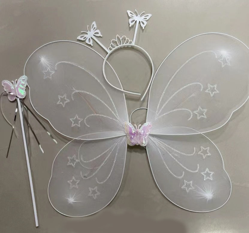Beyaz Renk Kanadı Tacı ve Sopası 50x37 cm
