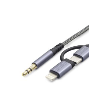 Type-C + Lightning To 3.5 Mm Ses Kablosu - Siyah GJ-027
