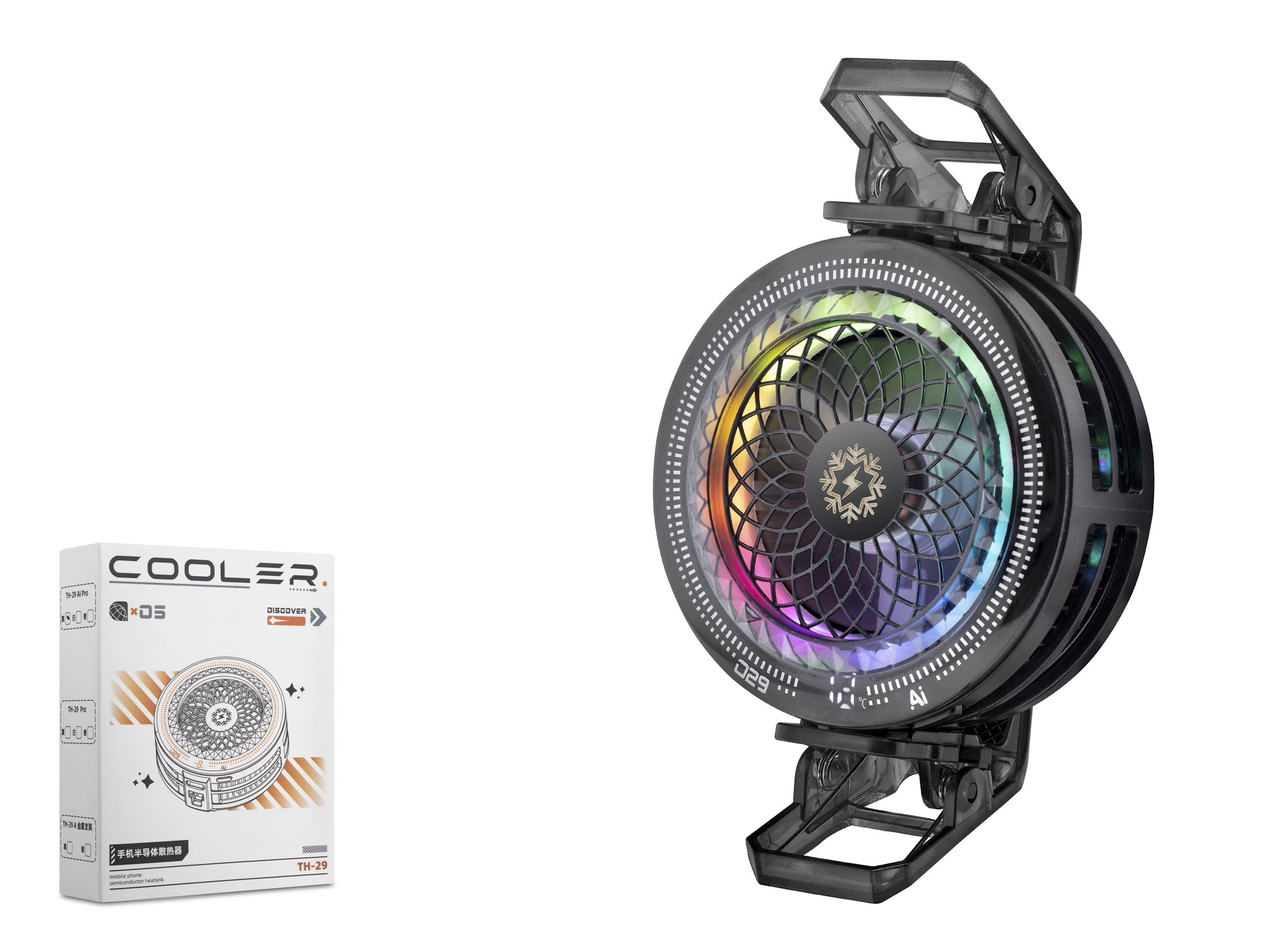 Klipsli Telefon Soğutucu Fan Rgb Isı Göstergeli Siyah TH29