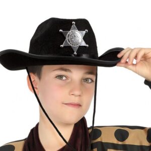 Çocuk Kovboy Şapkası Sheriff Şapkası Siyah Renk