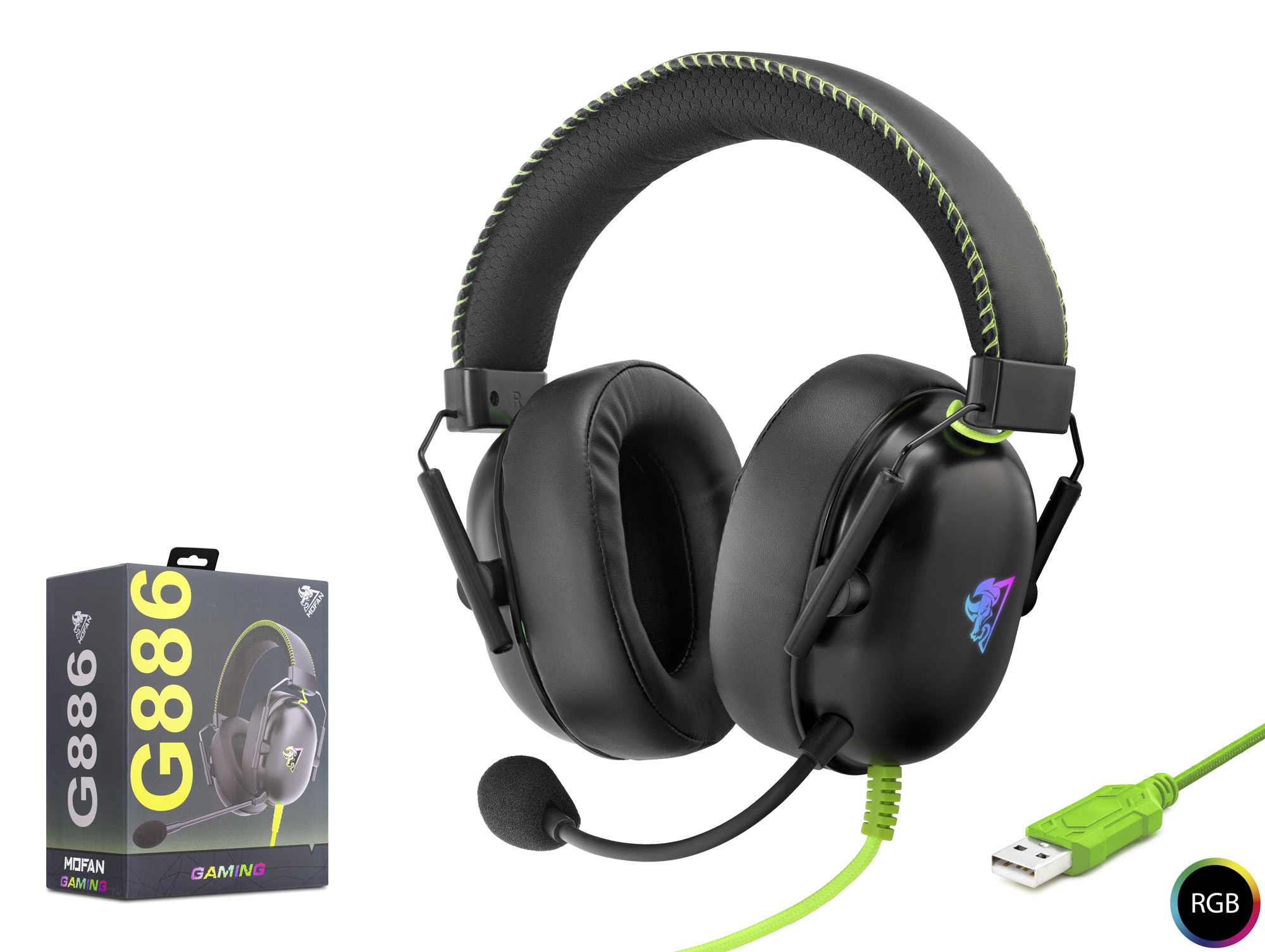 Kulaklik Usb Rgb 7.1 - Si̇yah/Yeşi̇l G886