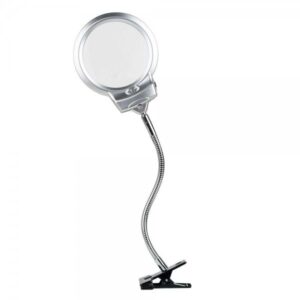 2.5 X 130 MM 5X24 MM LED Aydınlatmalı Büyüteç Masa üstü Metal Hortum Mandallı MG15124-C