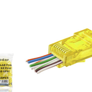 Cat6 Ez Rj45 Konnektör - 100 Adet Sari / Ekonomik Poşet Paket ND2408