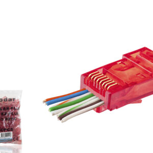 Cat6 Ez Rj45 Konnektör - 100 Adet Kirmizi / Ekonomik Poşet Paket ND2411
