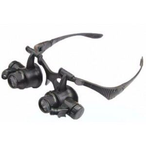 Gözlük Modeli 10X 15X 20X 25X Lens 2 Led Işıklı Büyüteç 9892G